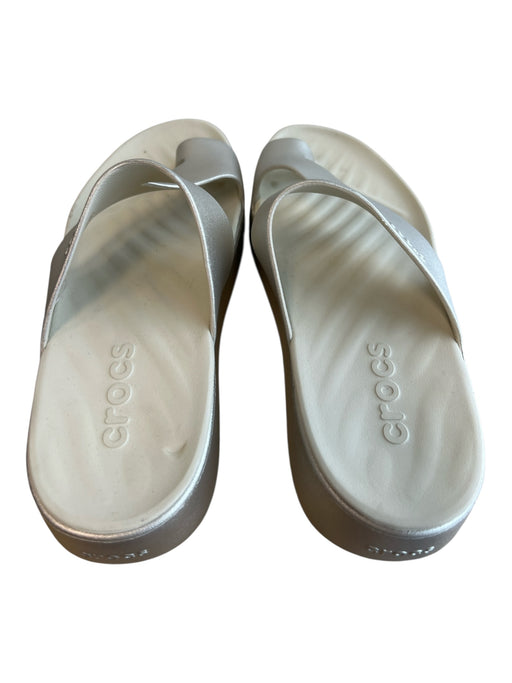 Crocs Shoe Size 8 Champagne Manmade Material Thong Strap Open Toe & Heel Shoes Champagne / 8