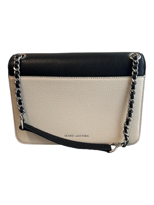 Marc Jacobs Ivory & Black Pebble Leather Silver Hardware Magnetic Snap Bag Ivory & Black / S
