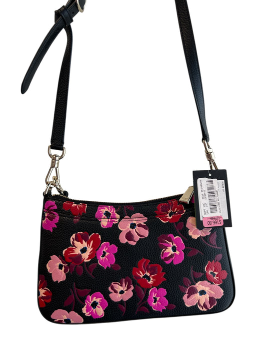 Kate Spade Black & Pink Leather Gold hardware Floral Embellishments Bag Black & Pink / S