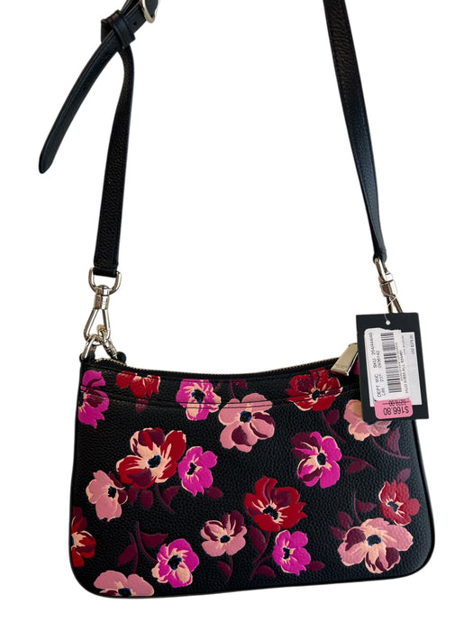 Kate Spade Black & Pink Leather Gold hardware Floral Embellishments Bag Black & Pink / S