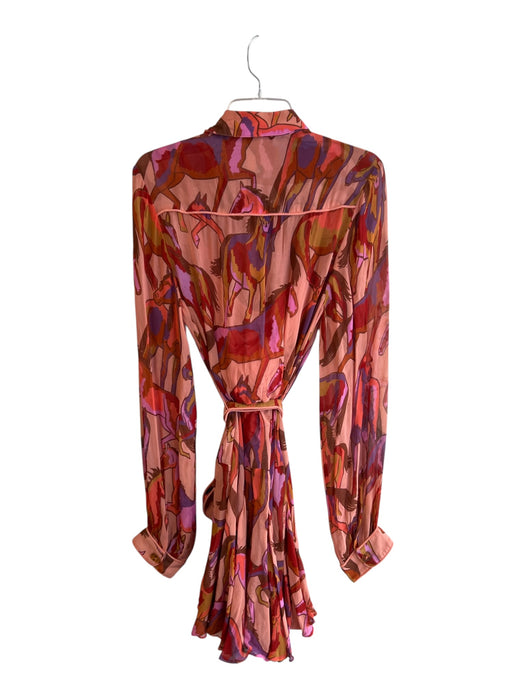 Farm Rio Size Medium Peach, Orange & Multi Belted Slip Included Dress Peach, Orange & Multi / Medium