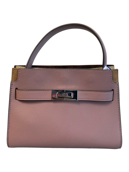 Tory Burch Light Mauve Leather Silver Hardware Top Handle Trapezoid Bag Light Mauve / Petit