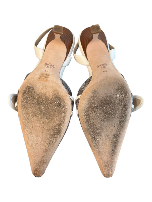 Coach Shoe Size 8.5 Brown & Cream Canvas & Leather Slingbacks Pump Shoes Brown & Cream / 8.5