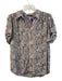 Adrianna Papell Size Est L Brown & Black Polyester Collared Button Up V Neck Top Brown & Black / Est L