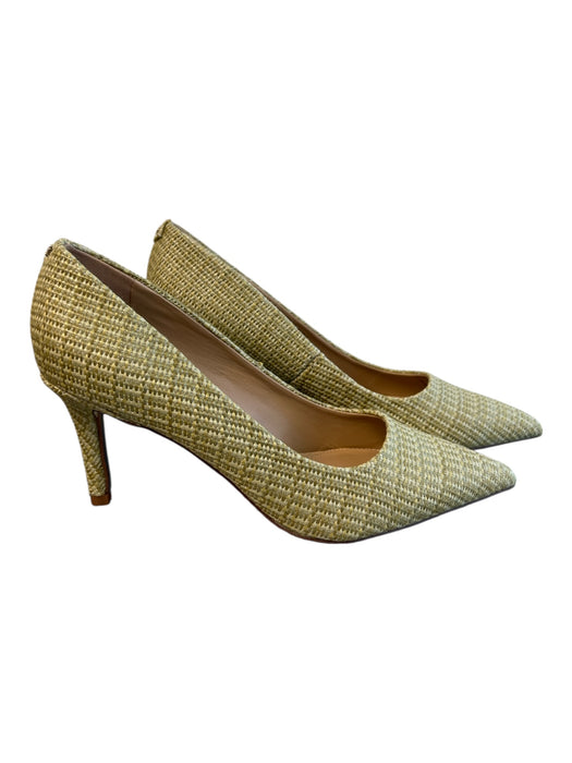 Sam Edelman Shoe Size 8.5 Green Fabric Pointed Toe Mid Heel Pump Textured Shoes Green / 8.5