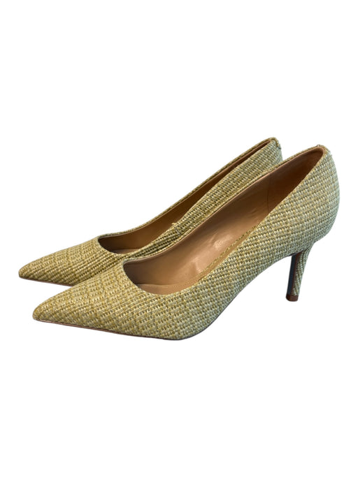 Sam Edelman Shoe Size 8.5 Green Fabric Pointed Toe Mid Heel Pump Textured Shoes Green / 8.5