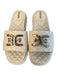 Sam Edelman Shoe Size 8 Beige Leather Diamond Quilted Sandal Logo Flat Shoes Beige / 8
