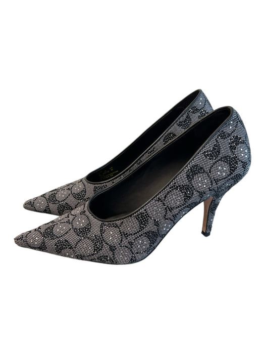 Coach Shoe Size 9 Black Fabric Sparkle Pointed Toe Mid Heel Pump Shoes Black / 9