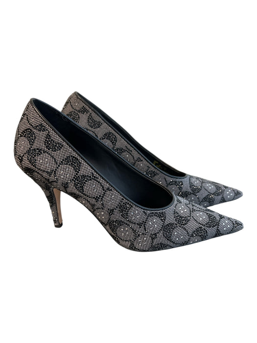 Coach Shoe Size 9 Black Fabric Sparkle Pointed Toe Mid Heel Pump Shoes Black / 9