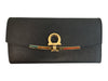 Salvatore Ferragamo Black Leather Gold hardware Snap Flap Closure Lined Wallets Black