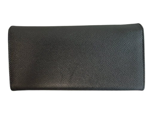 Salvatore Ferragamo Black Leather Gold hardware Snap Flap Closure Lined Wallets Black