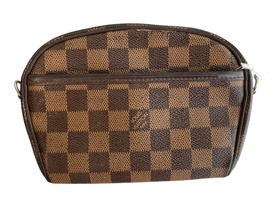 Louis Vuitton Brown Leather Top Zipper Crossbody Logo front pocket Bag Brown / Small
