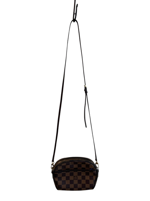 Louis Vuitton Brown Leather Top Zipper Crossbody Logo front pocket Bag Brown / Small