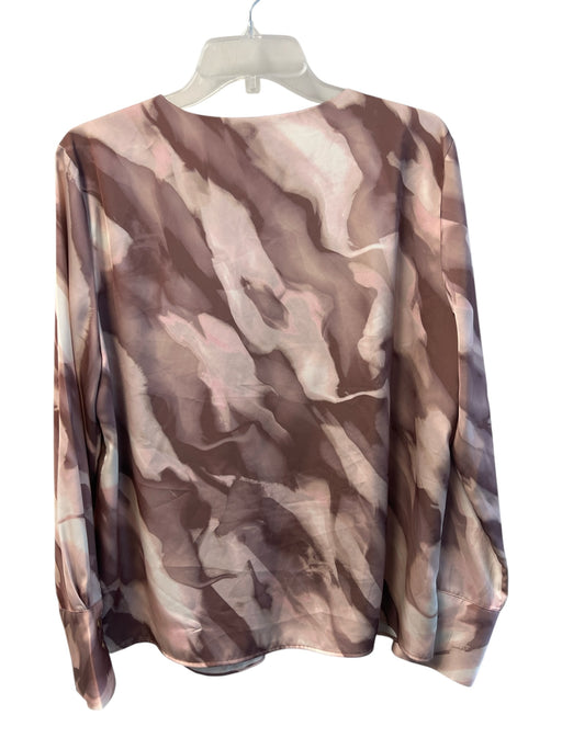 Donna Karan Size L Mauve Polyester Satin V Neck Long Sleeve Knot Detail Top Mauve / L
