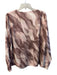 Donna Karan Size L Mauve Polyester Satin V Neck Long Sleeve Knot Detail Top Mauve / L