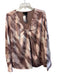Donna Karan Size L Mauve Polyester Satin V Neck Long Sleeve Knot Detail Top Mauve / L