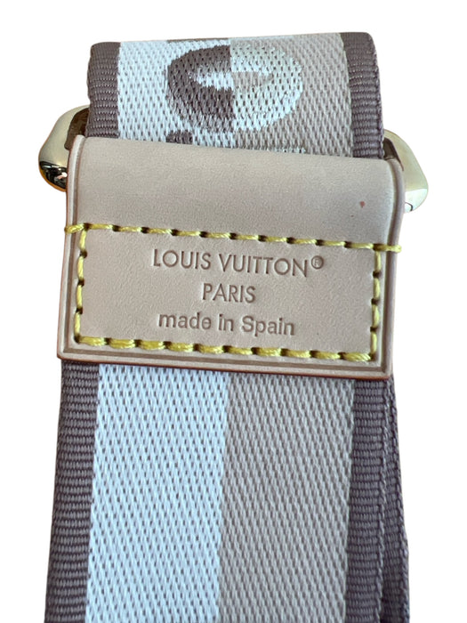Louis Vuitton Beige & Brown Nylon Logo Gold Hardware Box Included strap Beige & Brown