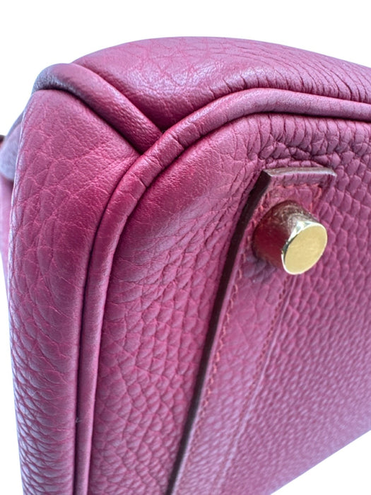 Hermes Berry Red Leather Clemence Gold Hardware Birkin Certified by Entrupy Bag Berry Red / 30