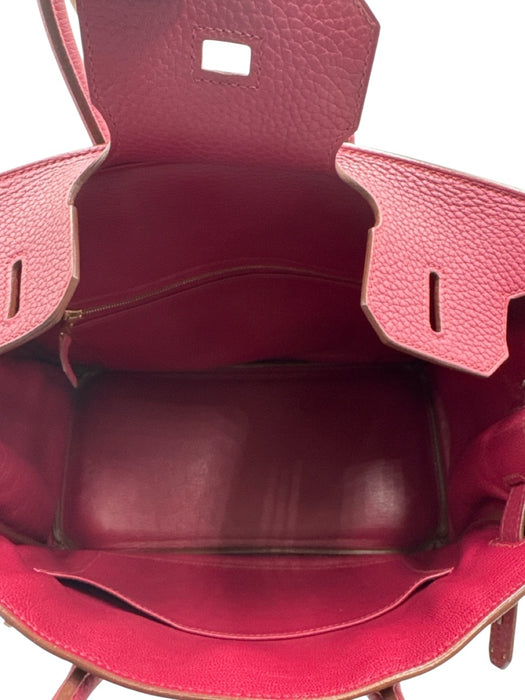 Hermes Berry Red Leather Clemence Gold Hardware Birkin Certified by Entrupy Bag Berry Red / 30