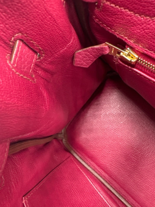 Hermes Berry Red Leather Clemence Gold Hardware Birkin Certified by Entrupy Bag Berry Red / 30