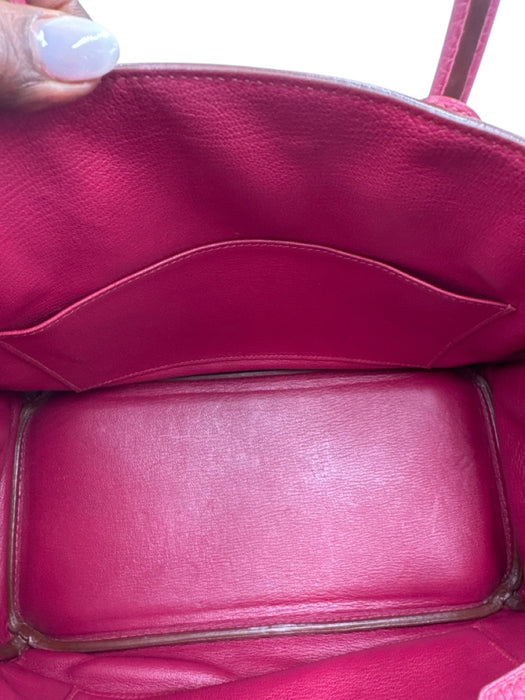 Hermes Berry Red Leather Clemence Gold Hardware Birkin Certified by Entrupy Bag Berry Red / 30