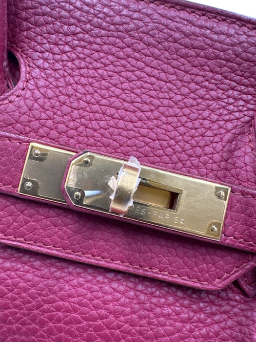 Hermes Berry Red Leather Clemence Gold Hardware Birkin Certified by Entrupy Bag Berry Red / 30