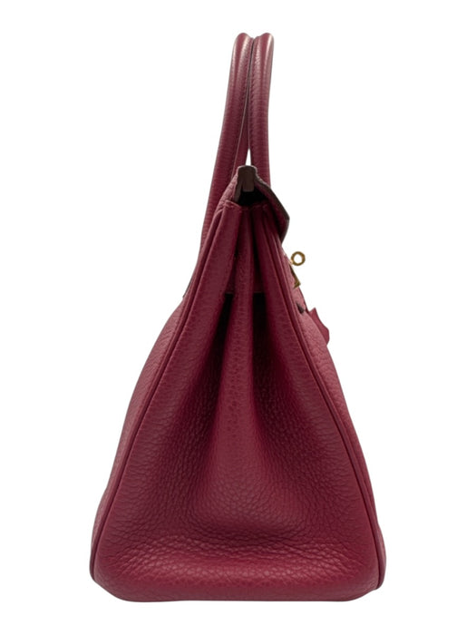 Hermes Berry Red Leather Clemence Gold Hardware Birkin Certified by Entrupy Bag Berry Red / 30
