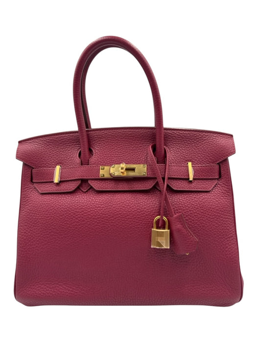 Hermes Berry Red Leather Clemence Gold Hardware Birkin Certified by Entrupy Bag Berry Red / 30