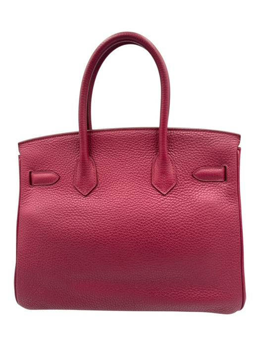Hermes Berry Red Leather Clemence Gold Hardware Birkin Certified by Entrupy Bag Berry Red / 30