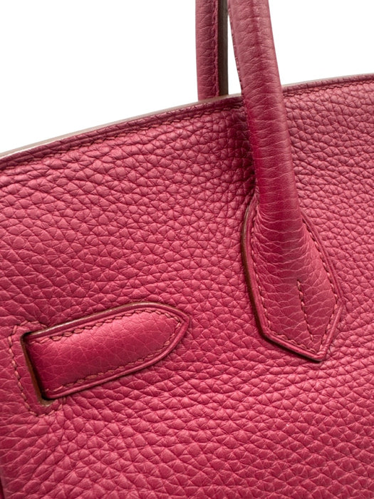 Hermes Berry Red Leather Clemence Gold Hardware Birkin Certified by Entrupy Bag Berry Red / 30