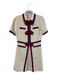 Gucci Size 48 Ivory Blue & Red Cotton & Acetate Collared Back Zip Dress Ivory Blue & Red / 48