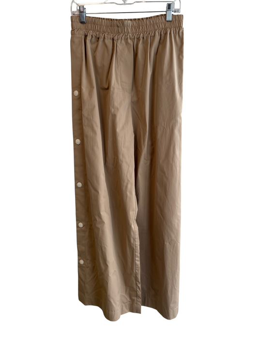 Arlo Mott Size M Khaki Cotton Elastic Waist High Rise Wide Leg Pull On Pants Khaki / M