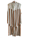 La Prestic Ouiston Size 2/M Ivory & Multi Silk Elastic Waist Stripe Pants Set Ivory & Multi / 2/M