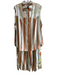 La Prestic Ouiston Size 2/M Ivory & Multi Silk Elastic Waist Stripe Pants Set Ivory & Multi / 2/M