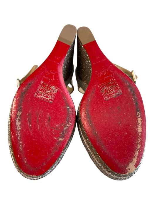 Christian Louboutin Shoe Size 38 Champagne Leather & Manmade Cross Over Shoes Champagne / 38