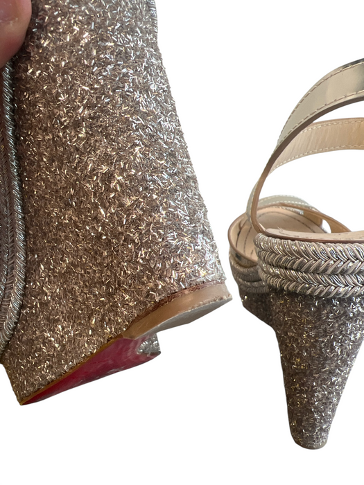 Christian Louboutin Shoe Size 38 Champagne Leather & Manmade Cross Over Shoes Champagne / 38