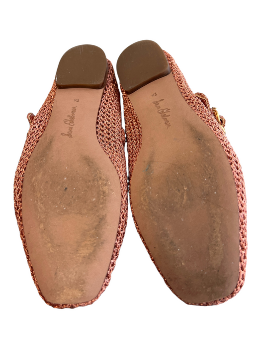 Sam Edelman Shoe Size 8.5 Pink Leather & Manmade Almond Toe Metallic Flat Shoes Pink / 8.5