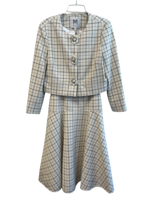 Mill Valley Size 10 White & Black Polyester Blend Long Sleeve Plaid Dress Set White & Black / 10