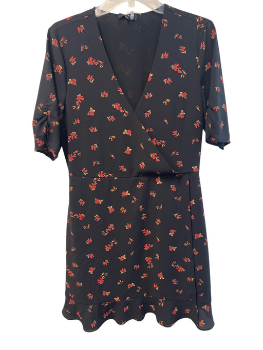 1. State Size 10 Black & Red Polyester V Neck Short Sleeve Faux Wrap Dress Black & Red / 10