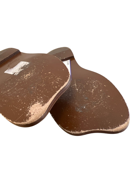 Chloe Shoe Size 39 Brown Leather Open Toe & Heel Logo Flat Slides Shoes Brown / 39