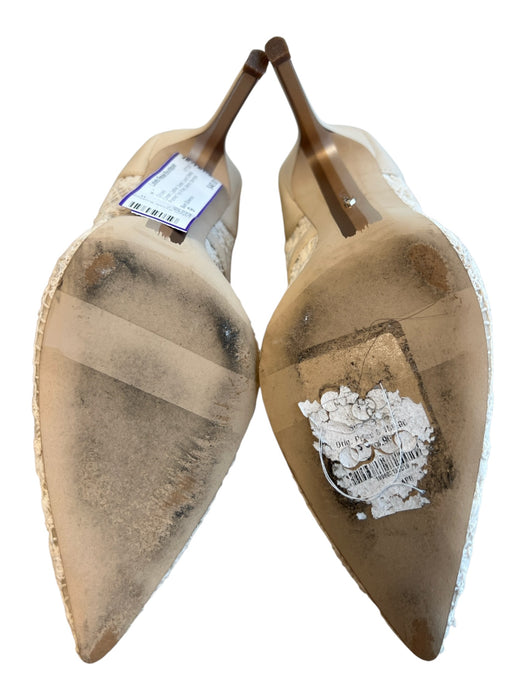 Sam Edelman Shoe Size 9 Cream Leather Suede Lace Detail Pointed Toe Pump Shoes Cream / 9