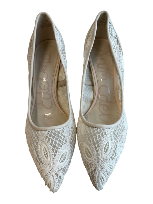 Sam Edelman Shoe Size 9 Cream Leather Suede Lace Detail Pointed Toe Pump Shoes Cream / 9