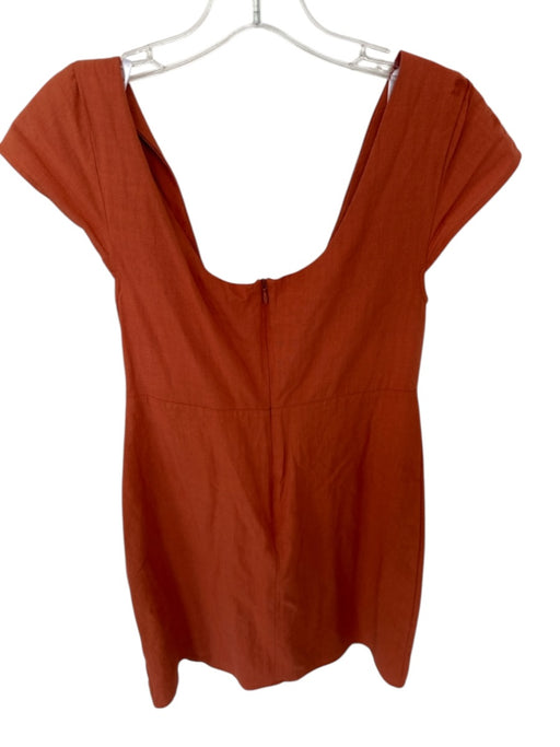 MP /  C Size S Burnt Sienna Cotton Front Tie Cap Sleeve Mini Dress Burnt Sienna / S
