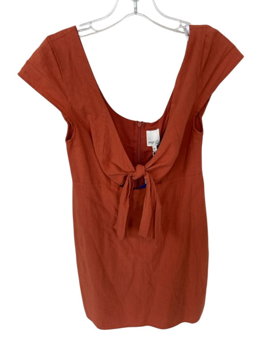 MP /  C Size S Burnt Sienna Cotton Front Tie Cap Sleeve Mini Dress Burnt Sienna / S