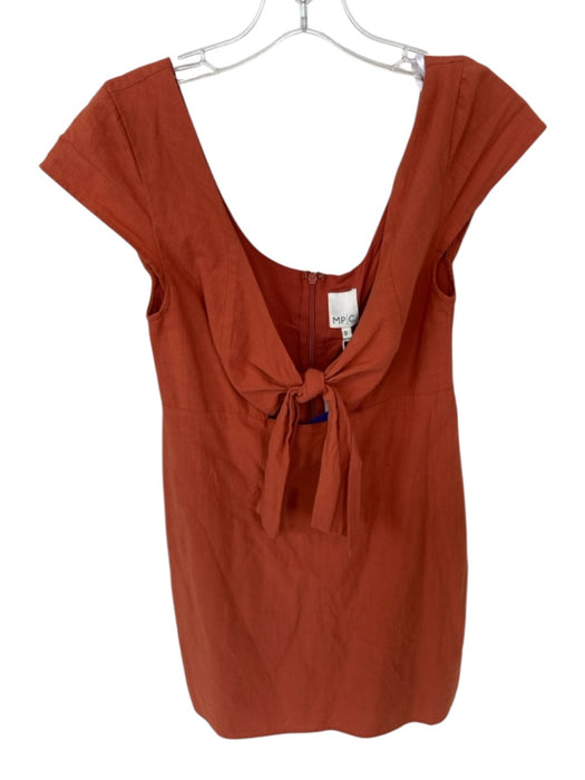 MP /  C Size S Burnt Sienna Cotton Front Tie Cap Sleeve Mini Dress Burnt Sienna / S