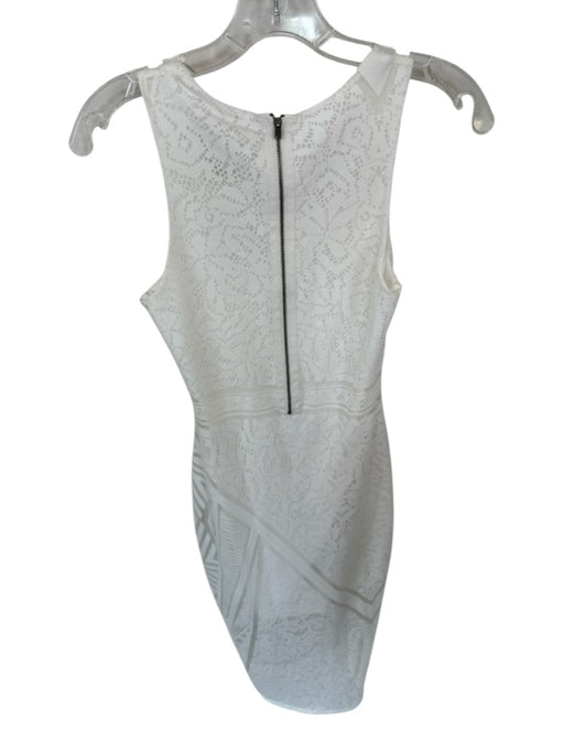 Farm Rio Size S White Rayon & Polyester Abstract Asymetric Hem Back Zip Dress White / S
