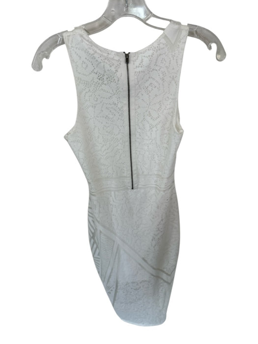 Farm Rio Size S White Rayon & Polyester Abstract Asymetric Hem Back Zip Dress White / S