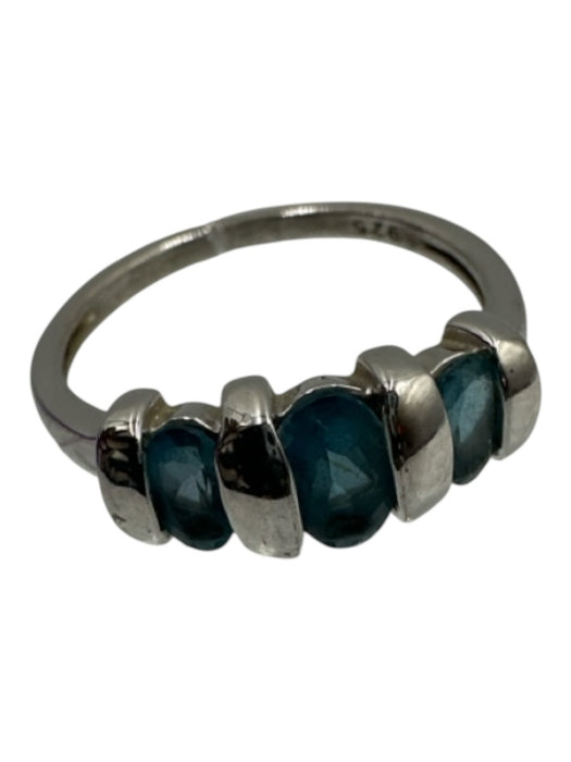 Blue & Silver 925 Silver Semi Precious Stone Oval cut Ring Blue & Silver