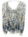 Karen Kane Size M White, Blue, Green Viscose Long Sleeve Floral Wide Neck Top White, Blue, Green / M