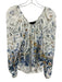 Karen Kane Size M White, Blue, Green Viscose Long Sleeve Floral Wide Neck Top White, Blue, Green / M